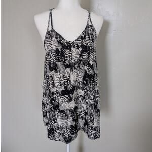 RVCA Tank Womens XS Cage Racerback Black Abstract Print Boho Festival‎ Summer